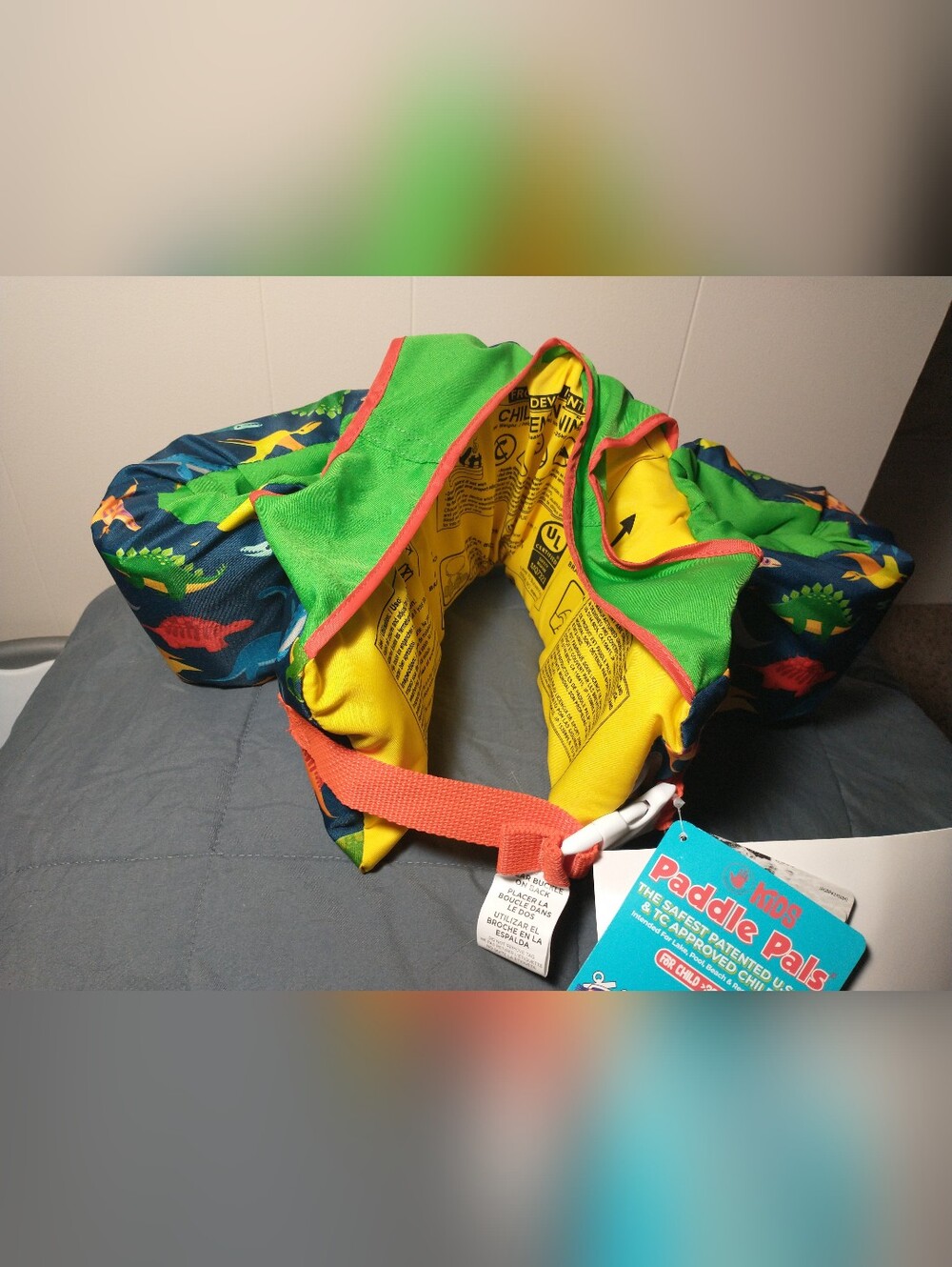 NWT Body Glove Kids Paddle Pals Dinosaur Print Swim / Flotation Vest (33-55lbs)